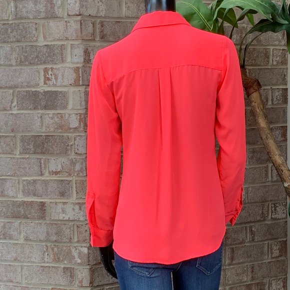 Express Portofino Button Down Chiffon Blouse - Picture 8 of 14